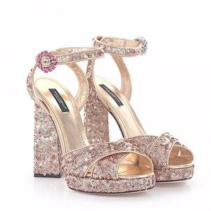 DOLCE & GABBANA Rose Gold Sandals In Metallic